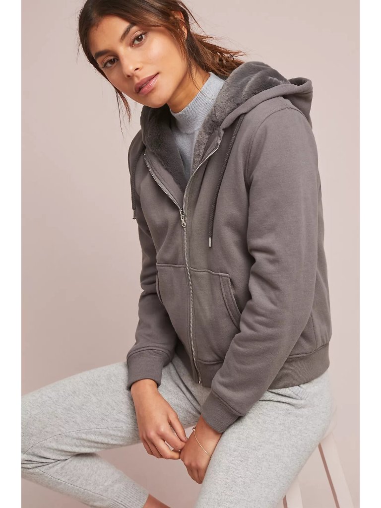 Heartloom Kary Reversible Faux Fur Hoodie In Gray Soft